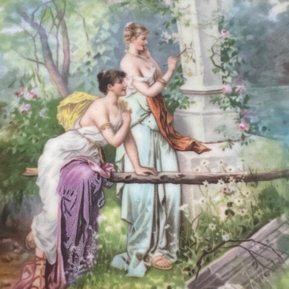 Antique Josef Strnact Display Plate Cobalt Blue Gilded Gold Neoclassical Maidens - Picture 2 of 6